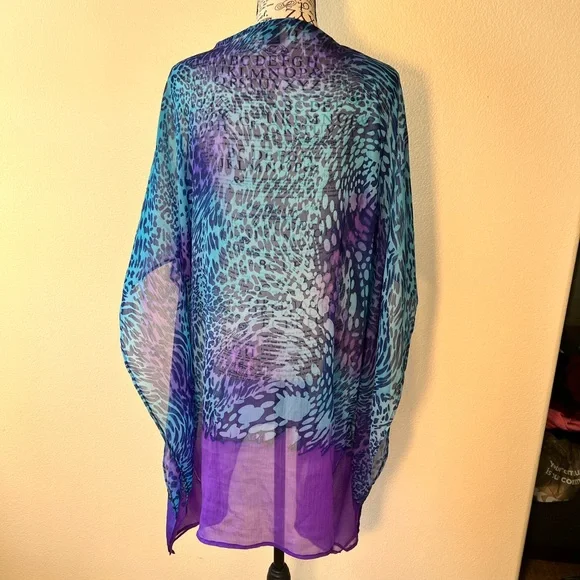 Blue and Purple Women's Swim Cover-Up Resort Wear One Size - Picture 5 of 7